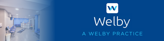 The Welby Practice logo and homepage link